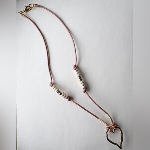 Tan Corded Heart Necklace